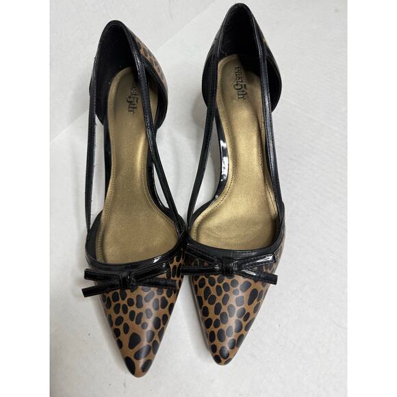 Leopard Print Brown and Black Leopard Print Y2K Bow Detail Kitten Heels Size 9 - Picture 2 of 6
